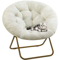 Comfortable Round Chair — Faux Fur — Living Room Reading & Leisure Furniture — Foldable